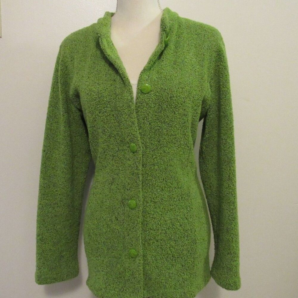 Vintage Y2K Christopher & Banks Lime Green Bouclé Cardigan